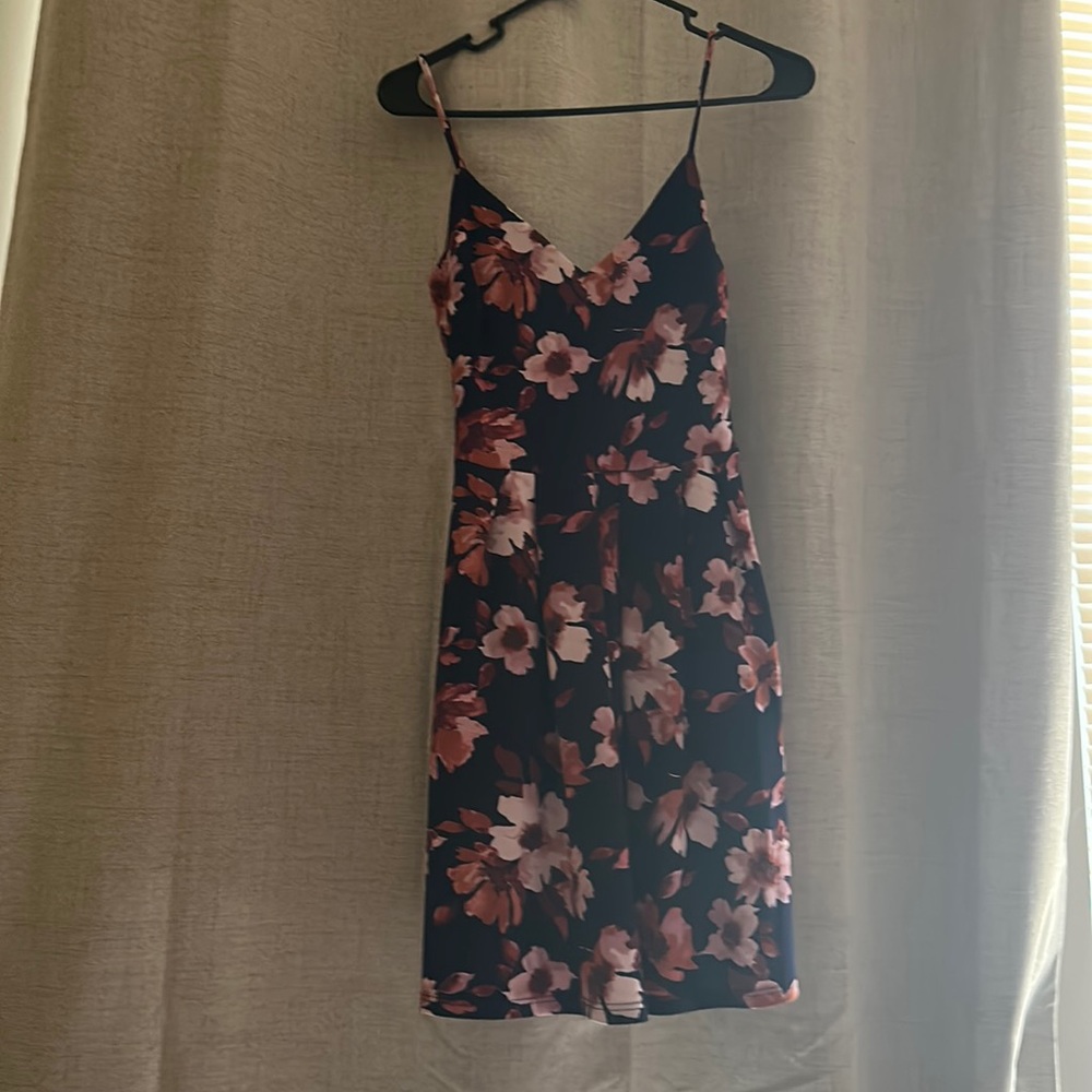 Navy Blue Floral Dress